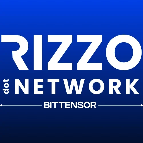 Rizzo.Network logo. White text on a gradient blue background using spelled-out rizzo-dot-network as a design element, with a tag for Bittensor on the bottom.